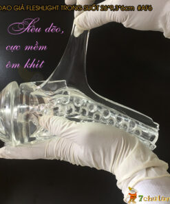 Am Dao Gia Fleshlight Trong Suot Nguy Trang Den Pin gon nhe, mem, om khit duong vat