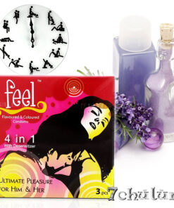 FEEL 4in1 Condoms with Ribbed Pleasure to Extend Sex Time (Box of 3)