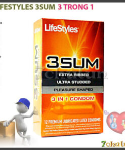 Lifestyles 3Sum 3 in 1 ribbed condom