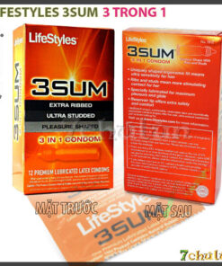 Lifestyles 3Sum 3 in 1 ribbed condom