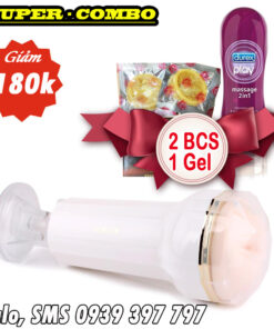 Combo Sex Toys for Men White Spider Girl Fake Vagina + Durex 2in1 Gel