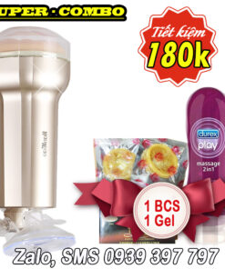 Manmiao Pleasure Fake Vagina Men’s Sex Toy Combo + Durex 2in1 Gel