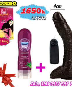 Combo Sex Toy African Long Black Dildo Vibrator + Durex 2in1 Gel