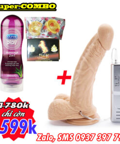 Lovetoy Women’s Sex Toy Combo Huge Inverted Curved Dildo + Durex 2in1 Gel