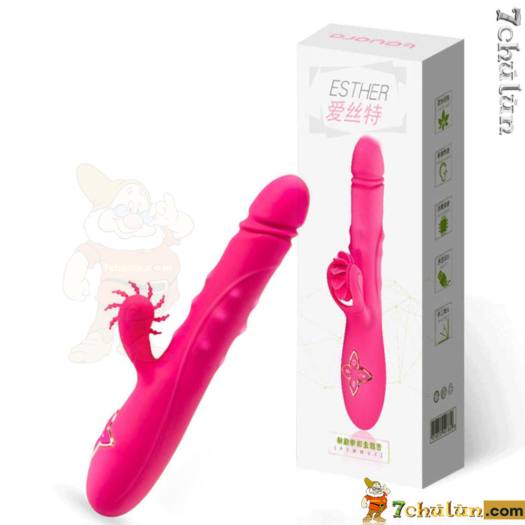 Vibrating dildo that enemas Esther's clitoris