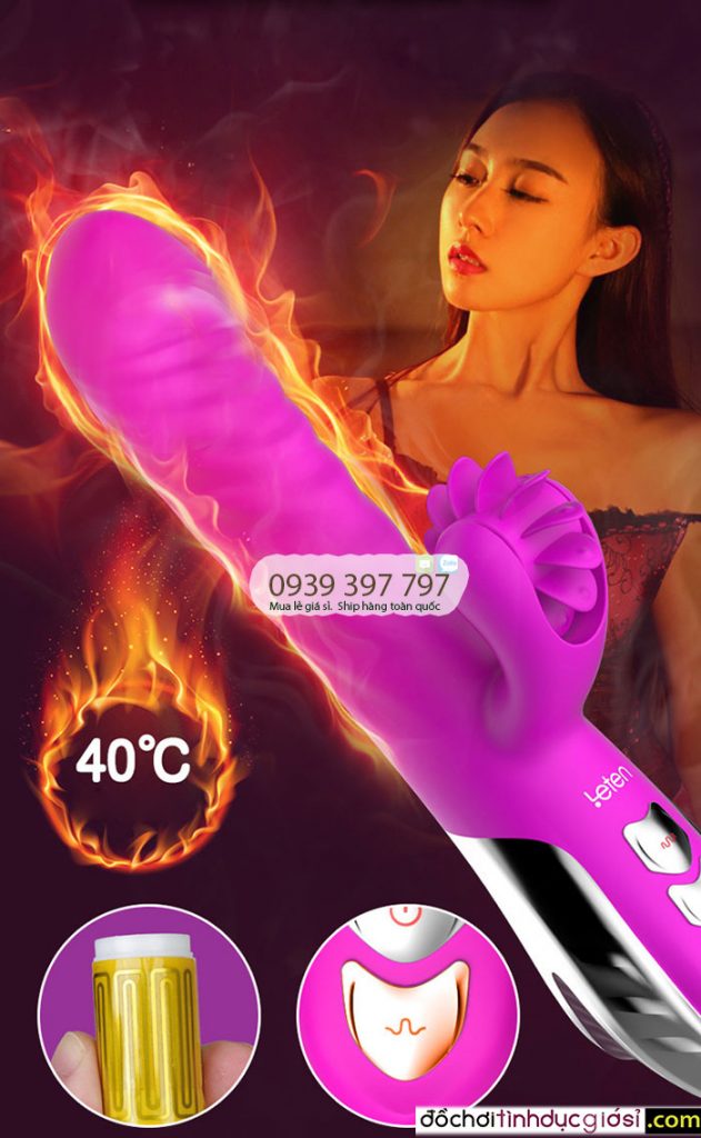 Dildo 💖 Leten 008 ☑️ vibrating and licking clitoris 10 combined stimulation modes g Spot radiates heat and warms up to 40 degrees just like a real penis