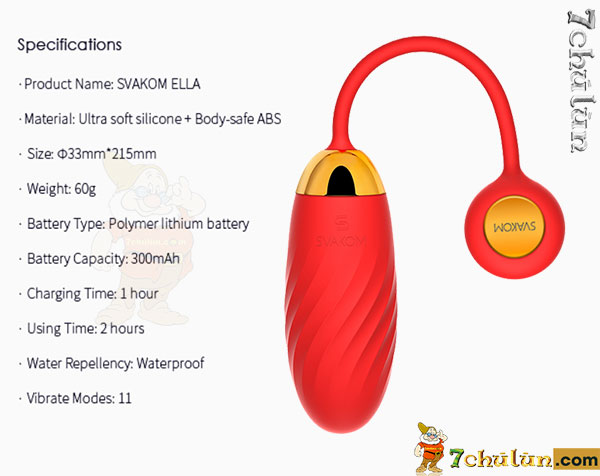 Svakom Ella Neo vibrating egg possesses a series of impressive parameters